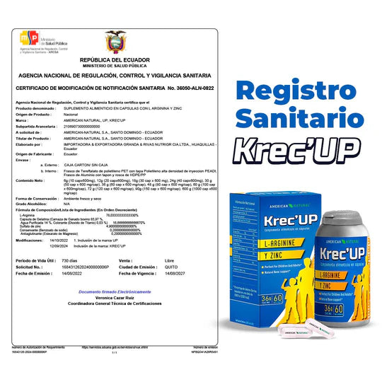 KREC´UP FORMULA AMERICA: ESTIMULA LA HORMONA DE CRECIMIENTO Y FORTALECE SUS HUESOS Y SU SISTEMA INMUNE